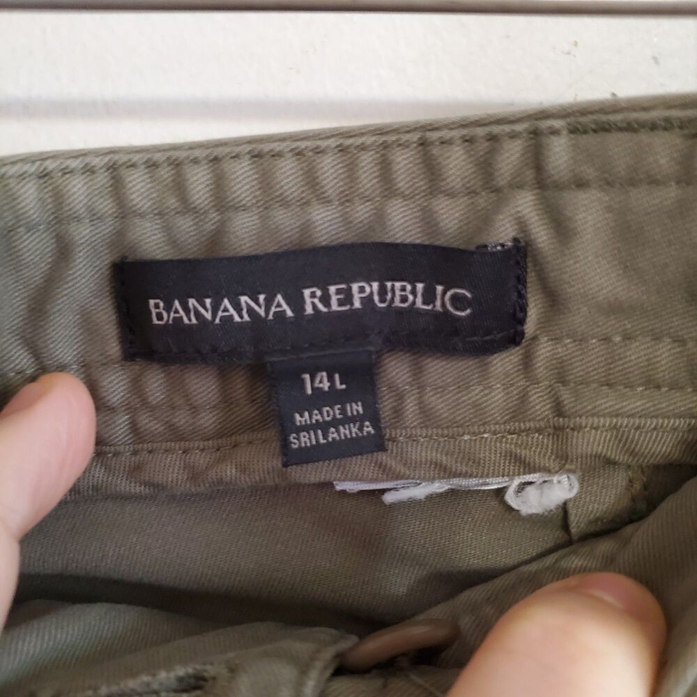 Banana Republic The Barrel Pants Size 14 Long Olive Green Utility Normcore Boho - Picture 9 of 12
